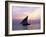 Dhow in Silhouette on the Indian Ocean at Sunset, off Stone Town, Zanzibar, Tanzania, East Africa-Lee Frost-Framed Photographic Print