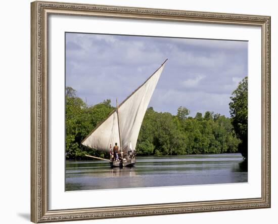 Dhow Sailing in Mangrove Channel, Lamu, Kenya-Alison Jones-Framed Photographic Print