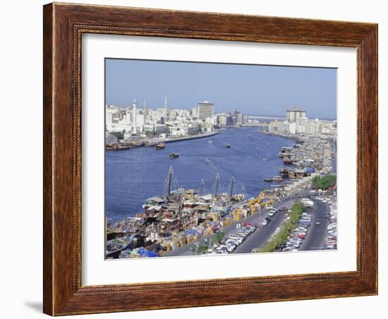 Dhow Wharves, Dubai Creek, Dubai, United Arab Emirates, Middle East-Anthony Waltham-Framed Photographic Print