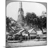 Dhows and Houses on the Chao Phraya River, Bangkok, Thailand, 1900s-null-Mounted Giclee Print