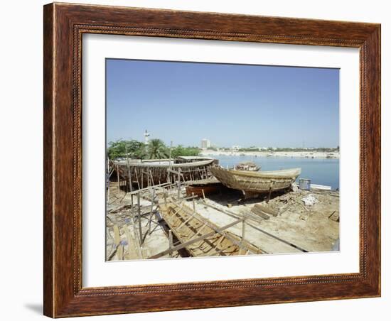 Dhows are still constructed using the traditional methods at Ajman wharf-Werner Forman-Framed Giclee Print