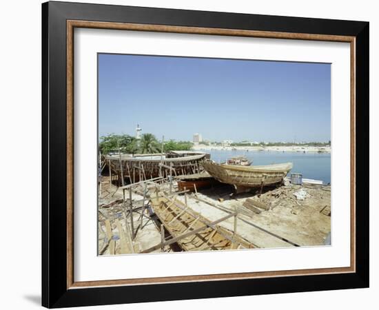 Dhows are still constructed using the traditional methods at Ajman wharf-Werner Forman-Framed Giclee Print