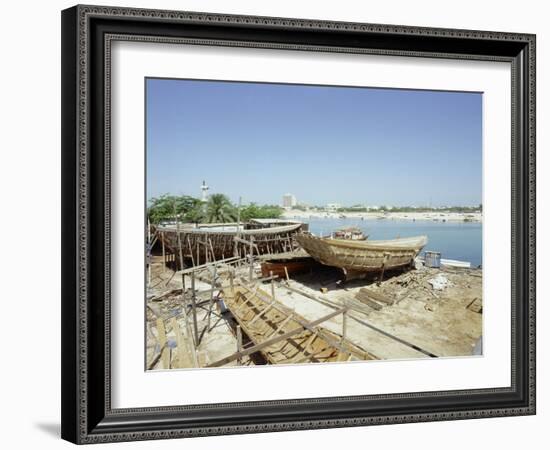 Dhows are still constructed using the traditional methods at Ajman wharf-Werner Forman-Framed Giclee Print