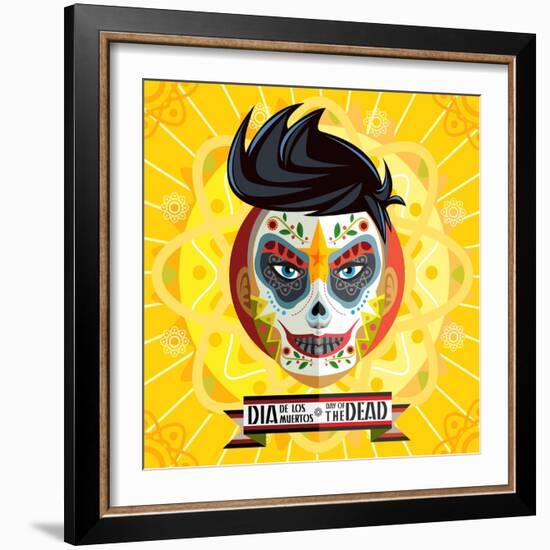 Dia De Los Muertos Day of the Dead Skull Face Painting-escova-Framed Art Print