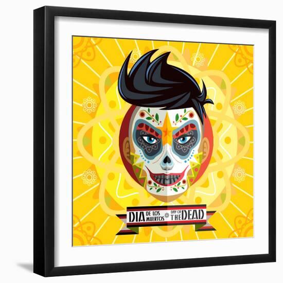 Dia De Los Muertos Day of the Dead Skull Face Painting-escova-Framed Art Print