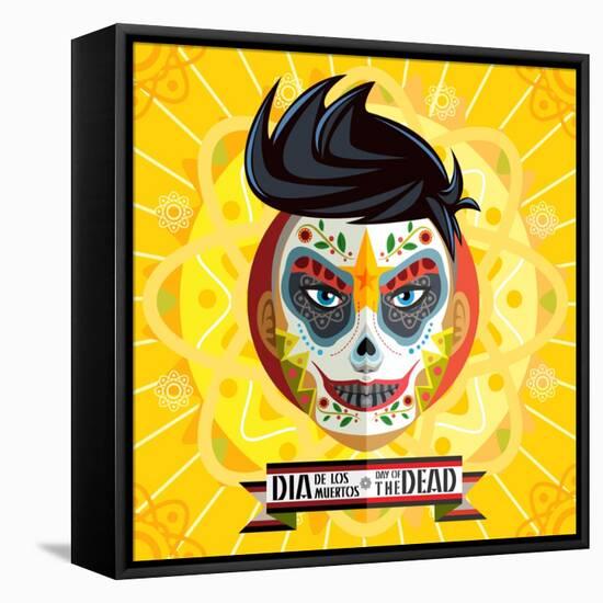 Dia De Los Muertos Day of the Dead Skull Face Painting-escova-Framed Stretched Canvas