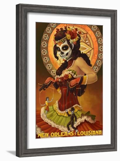 Dia De Los Muertos Marionettes - New Orleans, Louisiana-Lantern Press-Framed Art Print