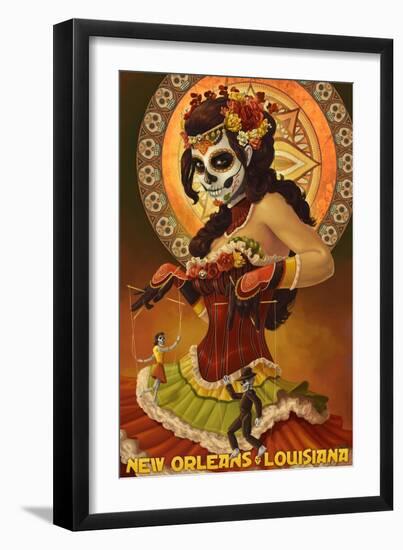 Dia De Los Muertos Marionettes - New Orleans, Louisiana-Lantern Press-Framed Art Print