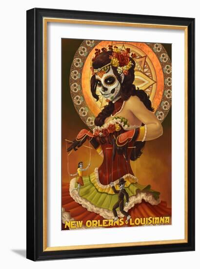 Dia De Los Muertos Marionettes - New Orleans, Louisiana-Lantern Press-Framed Art Print