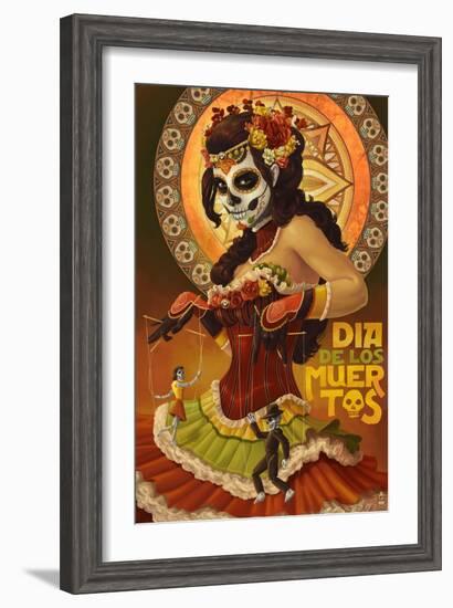 Dia De Los Muertos Marionettes-Lantern Press-Framed Art Print