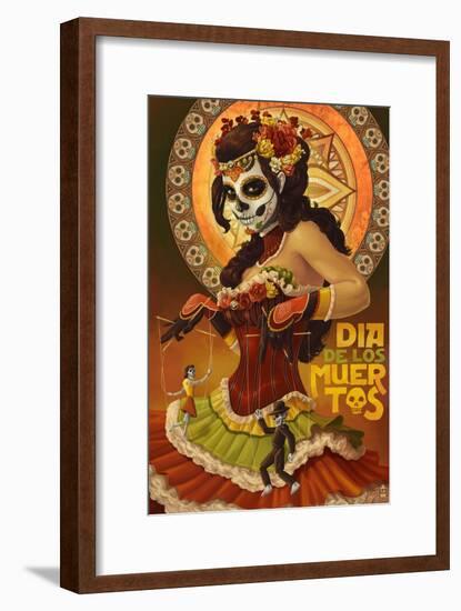 Dia De Los Muertos Marionettes-Lantern Press-Framed Art Print