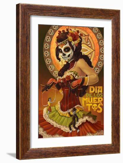 Dia De Los Muertos Marionettes-Lantern Press-Framed Art Print