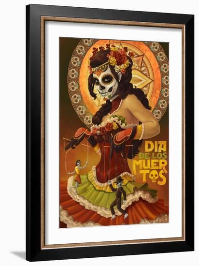 Dia De Los Muertos Marionettes-Lantern Press-Framed Art Print