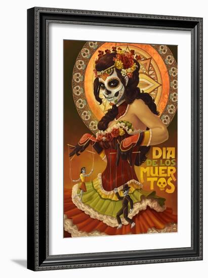 Dia De Los Muertos Marionettes-Lantern Press-Framed Art Print