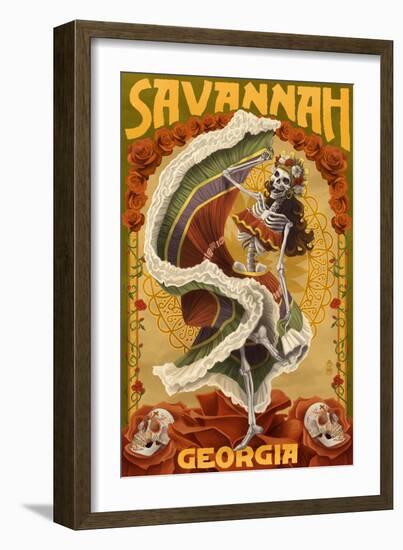 Dia De Los Muertos - Savannah, Georgia-Lantern Press-Framed Art Print