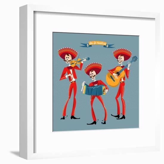 Dia De Muertos. Mariachi Band of Skeletons. Mexican Tradition.-NGvozdeva-Framed Art Print