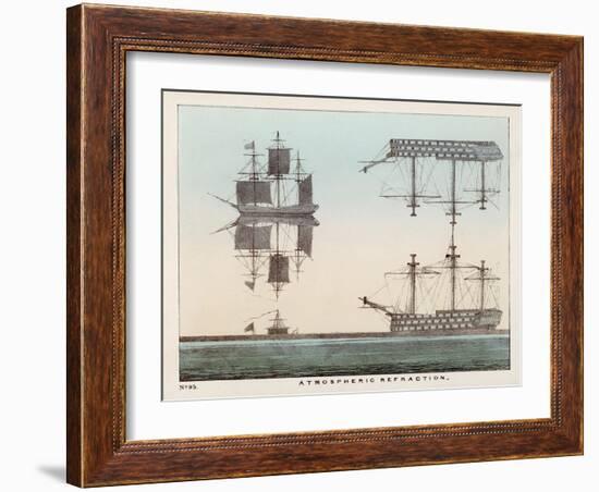 Diagram Explaining Atmospheric Refraction Using Pictures of Ships at Sea to Illustrate the Concept-Charles F. Bunt-Framed Art Print