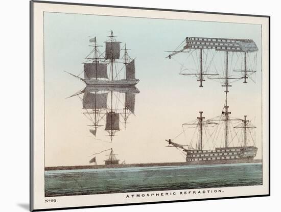 Diagram Explaining Atmospheric Refraction Using Pictures of Ships at Sea to Illustrate the Concept-Charles F. Bunt-Mounted Art Print