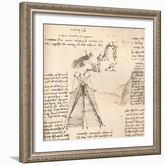 Diagram illustrating the theory of light and shade and sketches of figures, c1472-c1519 (1883)-Leonardo Da Vinci-Framed Giclee Print