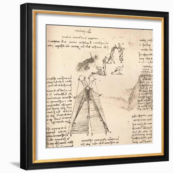 Diagram illustrating the theory of light and shade and sketches of figures, c1472-c1519 (1883)-Leonardo Da Vinci-Framed Giclee Print