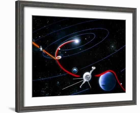 Diagram of Paths Taken by the 2 Voyager Spacecraft-Julian Baum-Framed Photographic Print