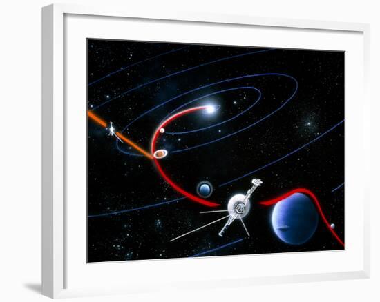 Diagram of Paths Taken by the 2 Voyager Spacecraft-Julian Baum-Framed Photographic Print