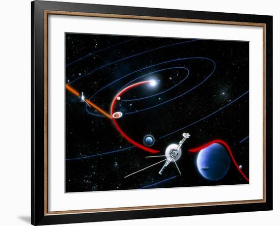 Diagram of Paths Taken by the 2 Voyager Spacecraft-Julian Baum-Framed Photographic Print