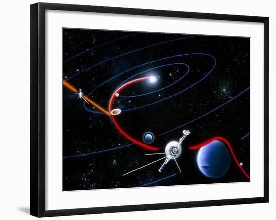 Diagram of Paths Taken by the 2 Voyager Spacecraft-Julian Baum-Framed Photographic Print