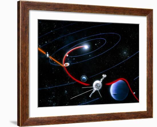 Diagram of Paths Taken by the 2 Voyager Spacecraft-Julian Baum-Framed Photographic Print