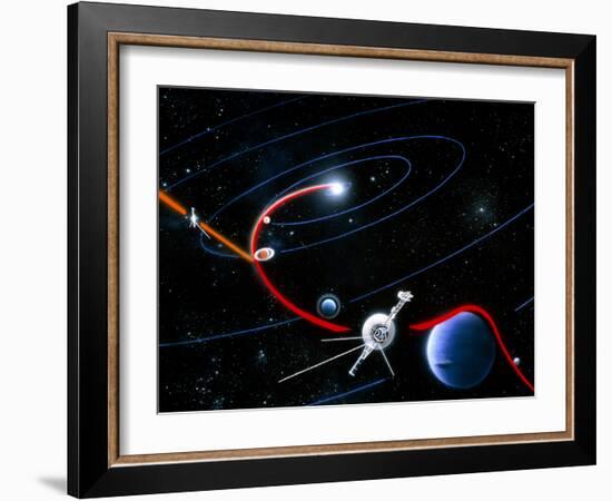 Diagram of Paths Taken by the 2 Voyager Spacecraft-Julian Baum-Framed Photographic Print