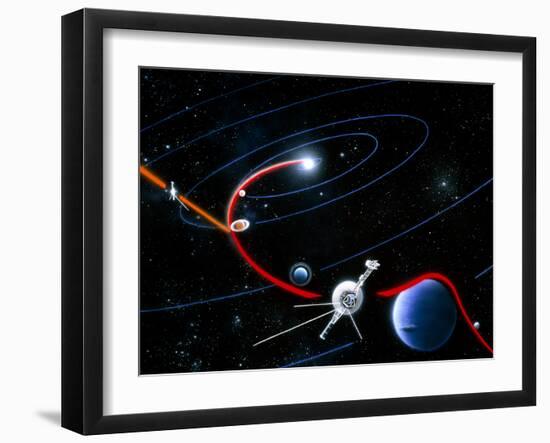 Diagram of Paths Taken by the 2 Voyager Spacecraft-Julian Baum-Framed Photographic Print