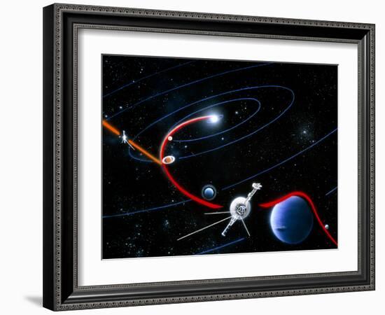 Diagram of Paths Taken by the 2 Voyager Spacecraft-Julian Baum-Framed Photographic Print