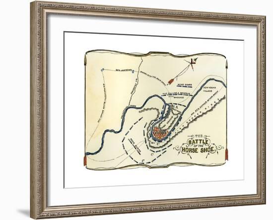 Diagram of the Battle of Horseshoe Bend in Alabama, War of 1812-null-Framed Giclee Print