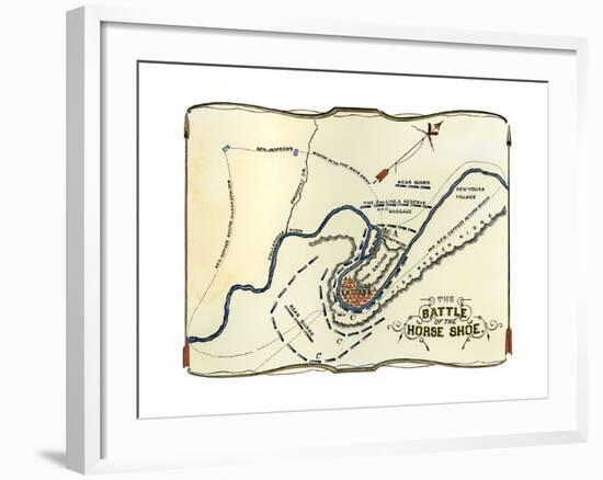 Diagram of the Battle of Horseshoe Bend in Alabama, War of 1812-null-Framed Giclee Print