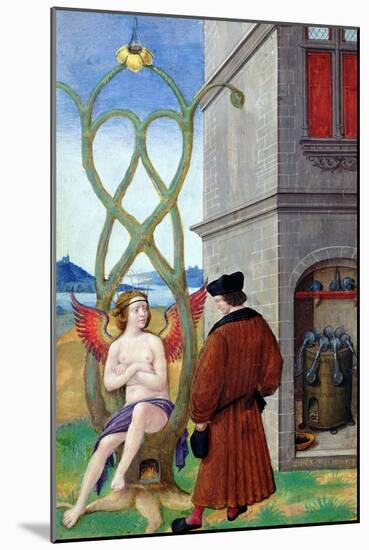 Dialogue Between the Alchemist and Nature, 1516 (Vellum)-Jean Perreal-Mounted Giclee Print