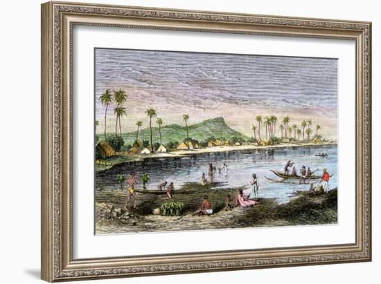 Diamond Head and Waikiki in the Hawaiian Islands, 1870s-null-Framed Giclee Print