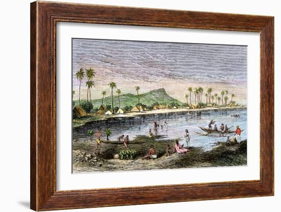 Diamond Head and Waikiki in the Hawaiian Islands, 1870s-null-Framed Giclee Print