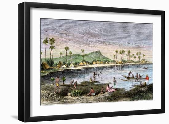 Diamond Head and Waikiki in the Hawaiian Islands, 1870s-null-Framed Giclee Print