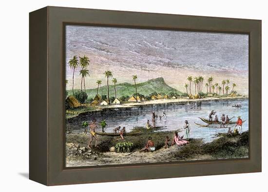 Diamond Head and Waikiki in the Hawaiian Islands, 1870s-null-Framed Premier Image Canvas