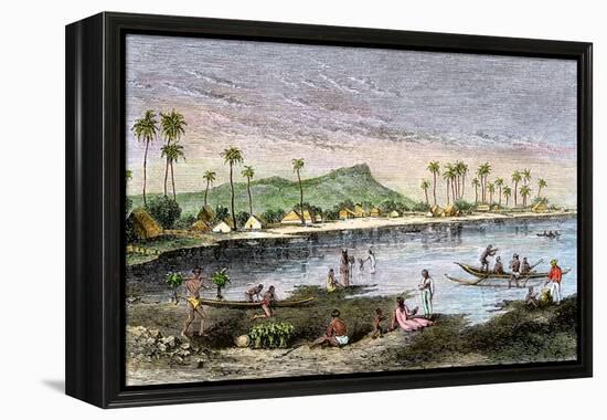 Diamond Head and Waikiki in the Hawaiian Islands, 1870s-null-Framed Premier Image Canvas