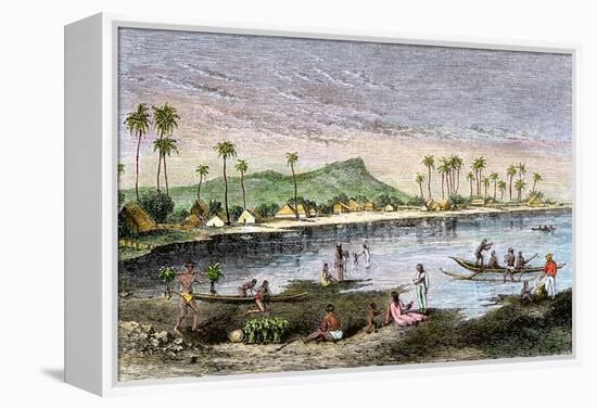 Diamond Head and Waikiki in the Hawaiian Islands, 1870s-null-Framed Premier Image Canvas