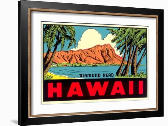 Diamond Head from Waikiki Beach, Hawaii-null-Framed Art Print