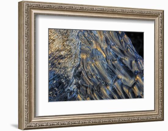 Diamond ice chards from calving icebergs on black sand beach, Jokulsarlon, south Iceland-Chuck Haney-Framed Photographic Print