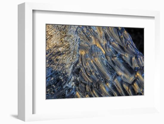 Diamond ice chards from calving icebergs on black sand beach, Jokulsarlon, south Iceland-Chuck Haney-Framed Photographic Print