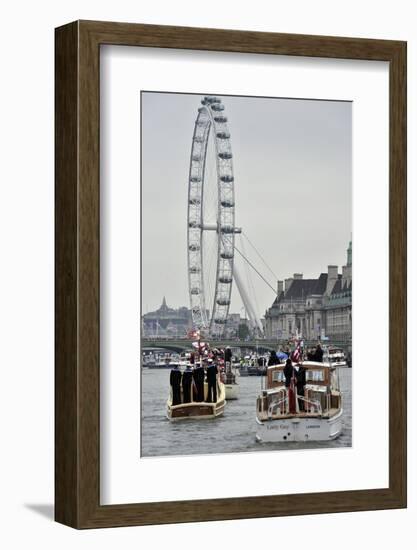 Diamond Jubilee Thames River Pageant passes the London Eye-Associated Newspapers-Framed Photo