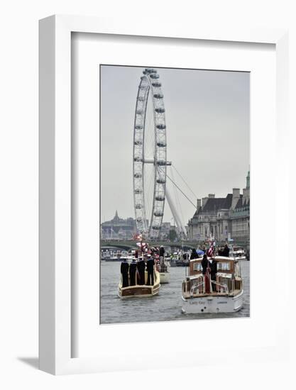 Diamond Jubilee Thames River Pageant passes the London Eye-Associated Newspapers-Framed Photo