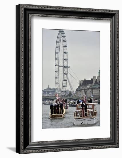 Diamond Jubilee Thames River Pageant passes the London Eye-Associated Newspapers-Framed Photo