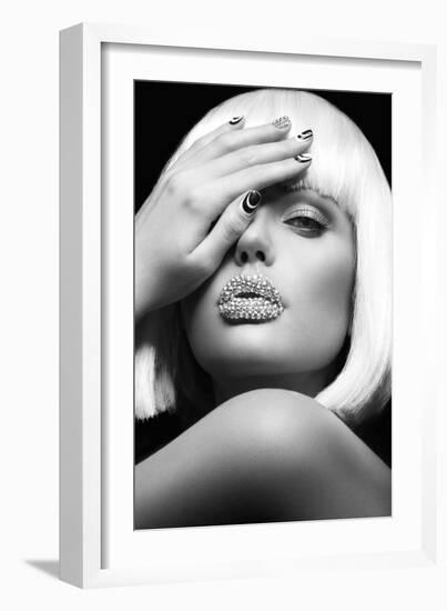 Diamond Lips BW-Design Fabrikken-Framed Photographic Print