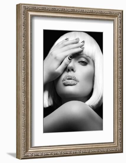 Diamond Lips BW-Design Fabrikken-Framed Photographic Print