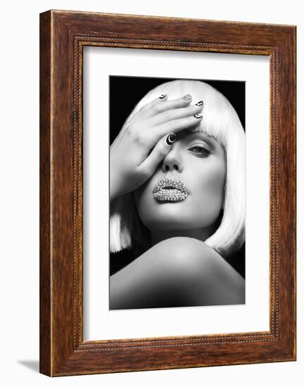 Diamond Lips BW-Design Fabrikken-Framed Photographic Print